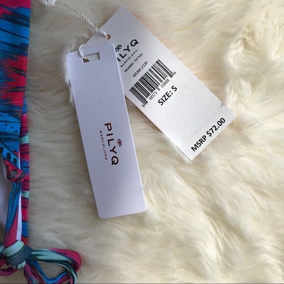 PILYQ String Bikini Bottom Side Tie Triangle‎ Mumbai Pink Blue Small Large New - Picture 5 of 8